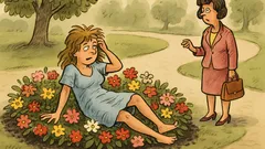 Dowcip: Kobieta po imprezie budzi się w kwiatach