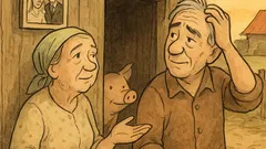 Dowcip: Rolnik przy chlewie świętuje złote gody