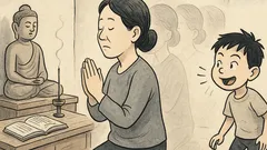 Dowcip: Matka się modli, syn ją zagaduje