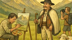 Dowcip: W górach malarz maluje pejzaż...