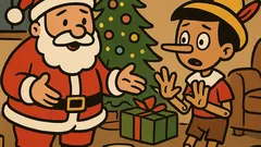 Dowcip: Mikołaj u Pinokia z prezentem