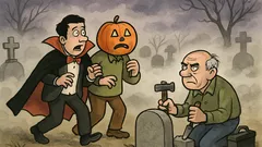 Dowcip: Dwóch facetów wraca przez cmentarz nocą