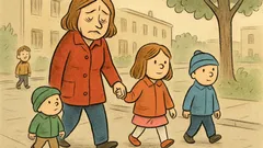 Dowcip: Żona wraca ze spaceru z trójką dzieci