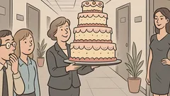 Dowcip: Żona dyrektora niesie wielki tort