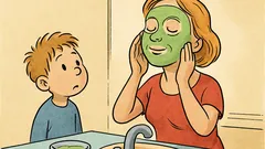 Dowcip: Jasio patrzy na maseczkę mamy