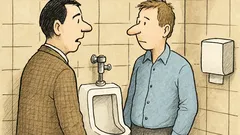 Dowcip: Dwóch kolegów rozmawia w toalecie...
